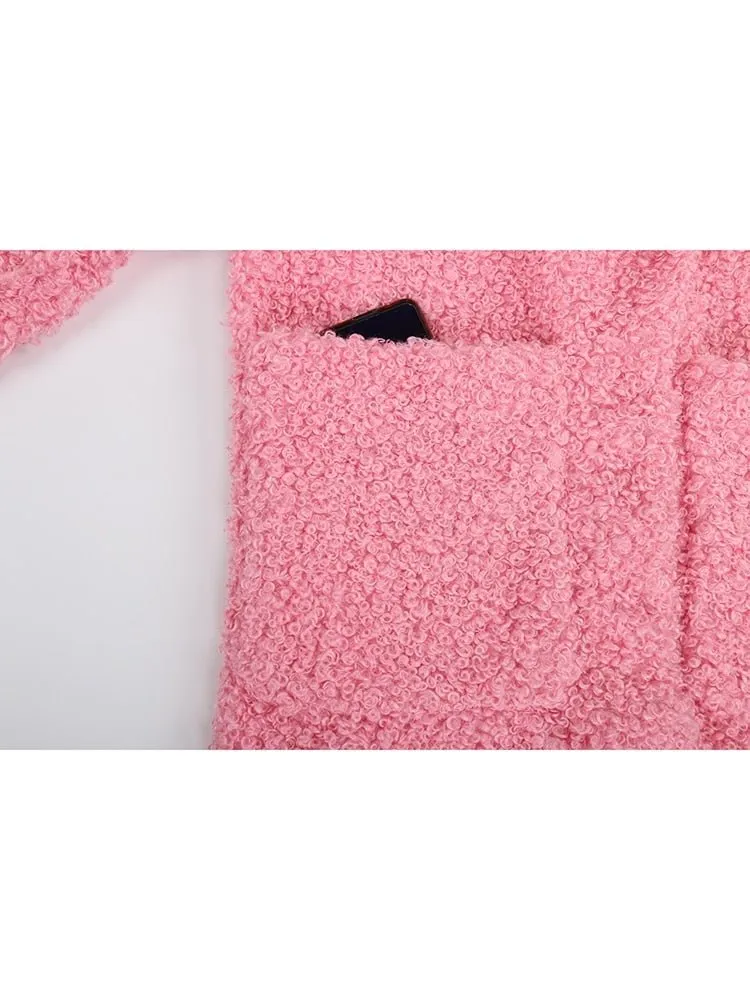 Pre Order:  Pink Fuzzy Faux Fur Jacket