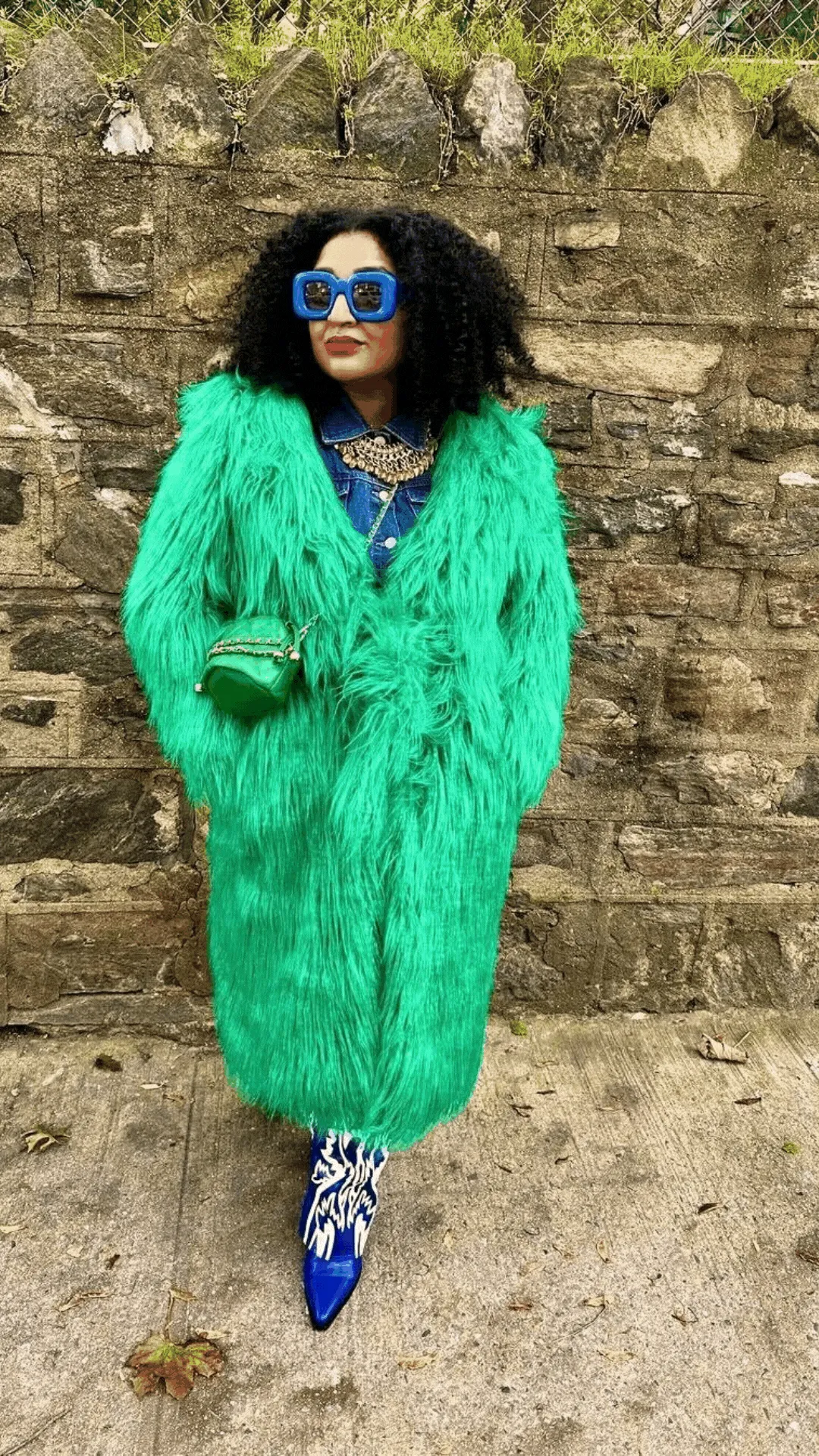 Pre Order:  Shaggy Green Faux Fur Jacket - Final Sale