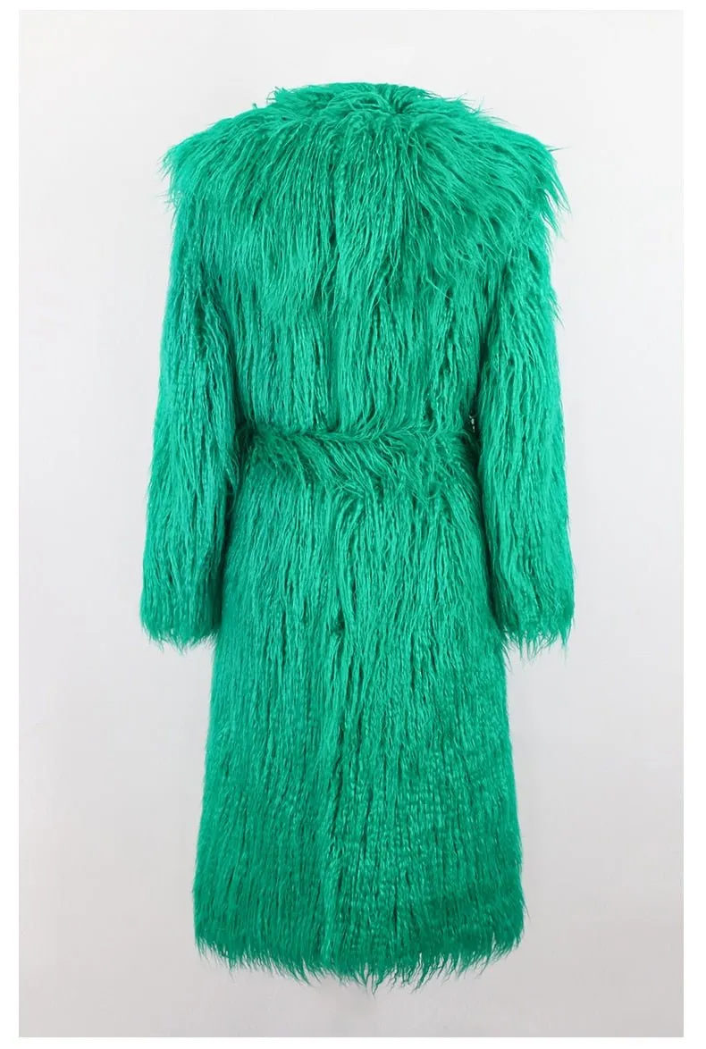 Pre Order:  Shaggy Green Faux Fur Jacket - Final Sale