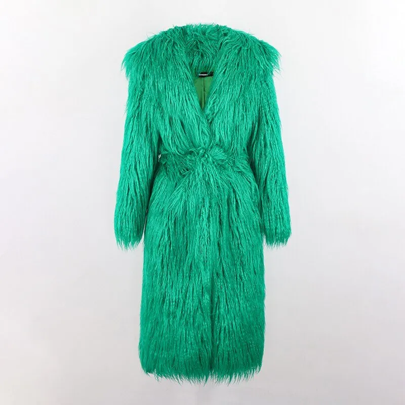 Pre Order:  Shaggy Green Faux Fur Jacket - Final Sale