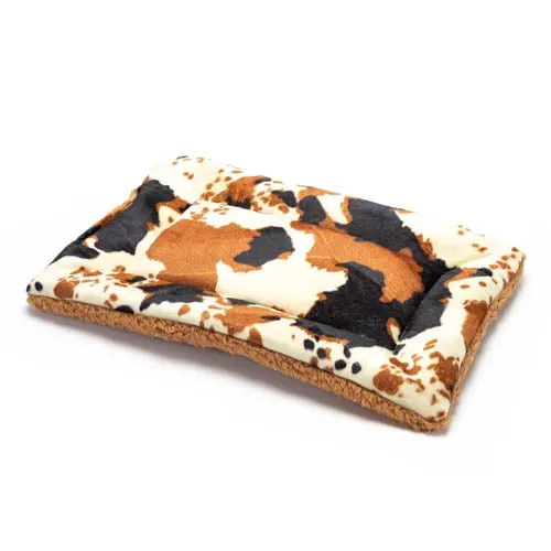 Premium Flat Bed - Tan Cow Print Velboa Fur