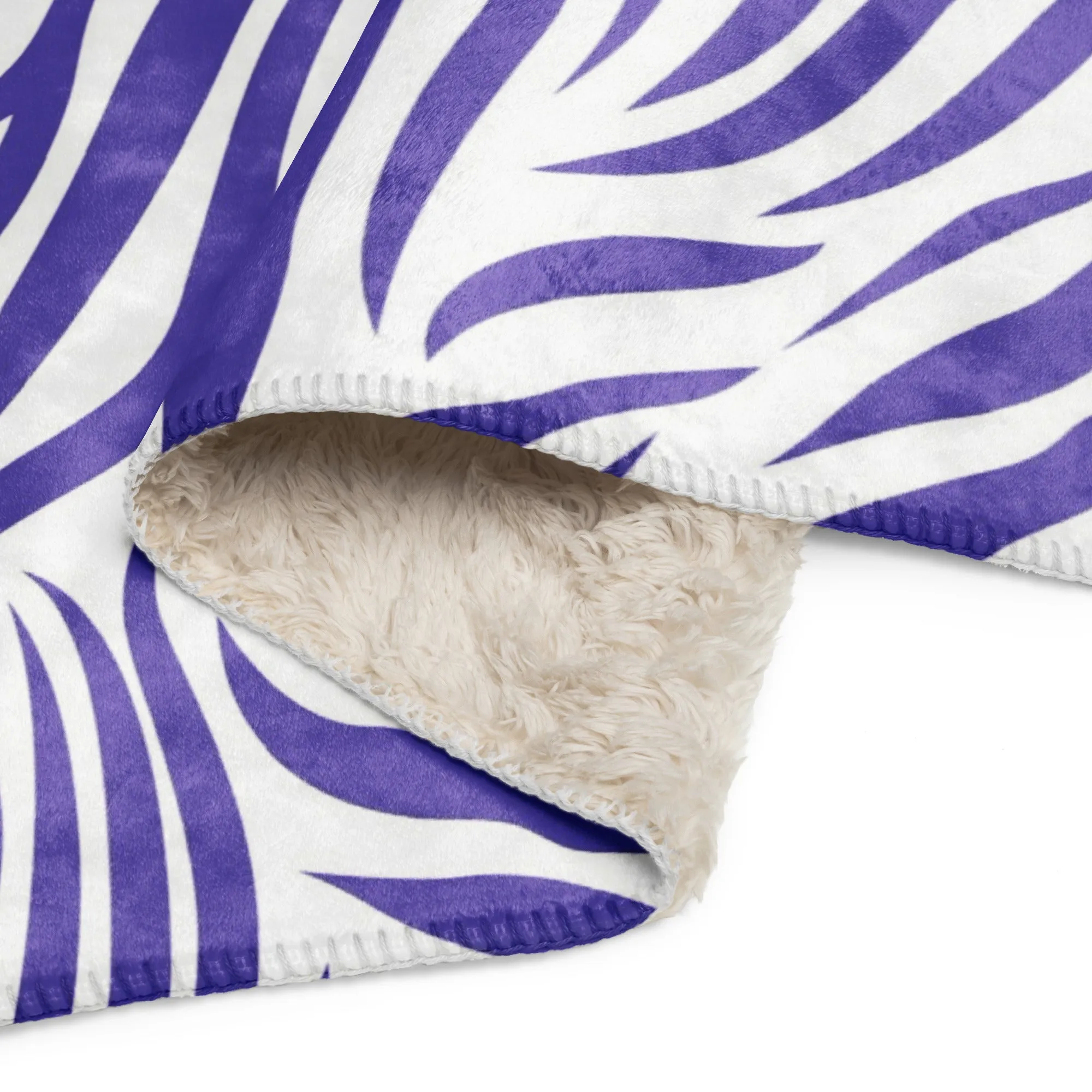 Purple and White Zebra Print Sherpa blanket lioness-love