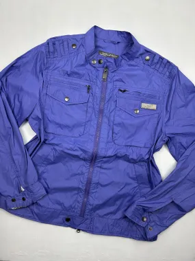 Purple zip up windbreaker biker jacket (L)