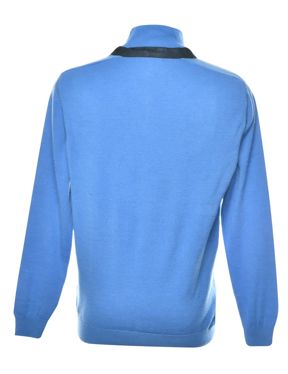 Quarter Zip High Neck Jumper - M