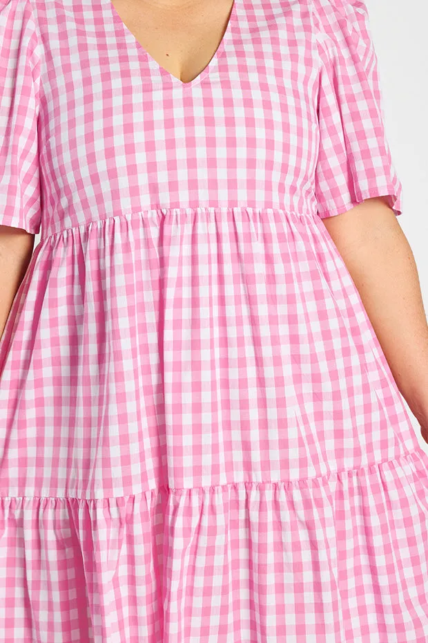 Rachelle Pink Gingham Dress