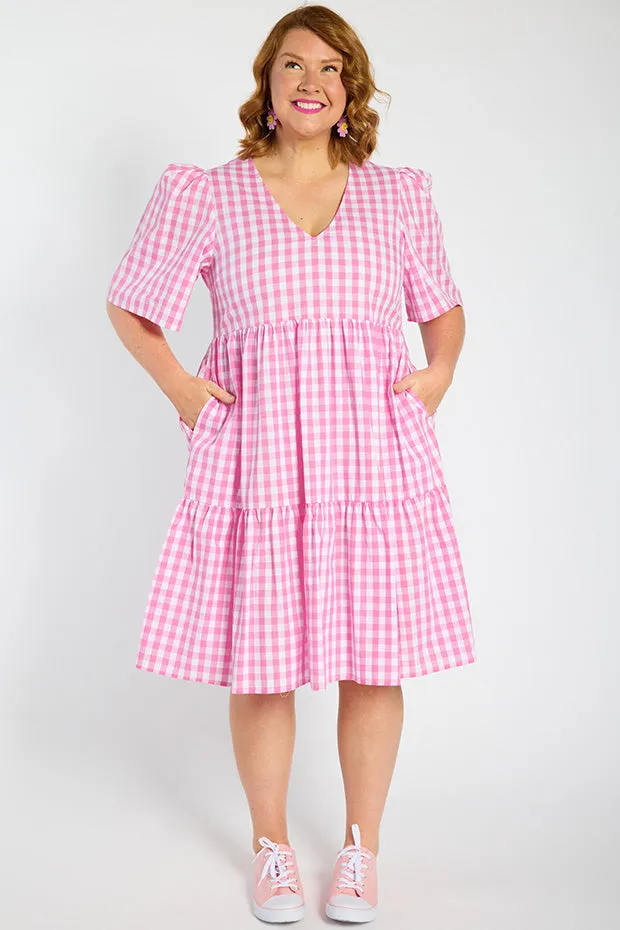 Rachelle Pink Gingham Dress