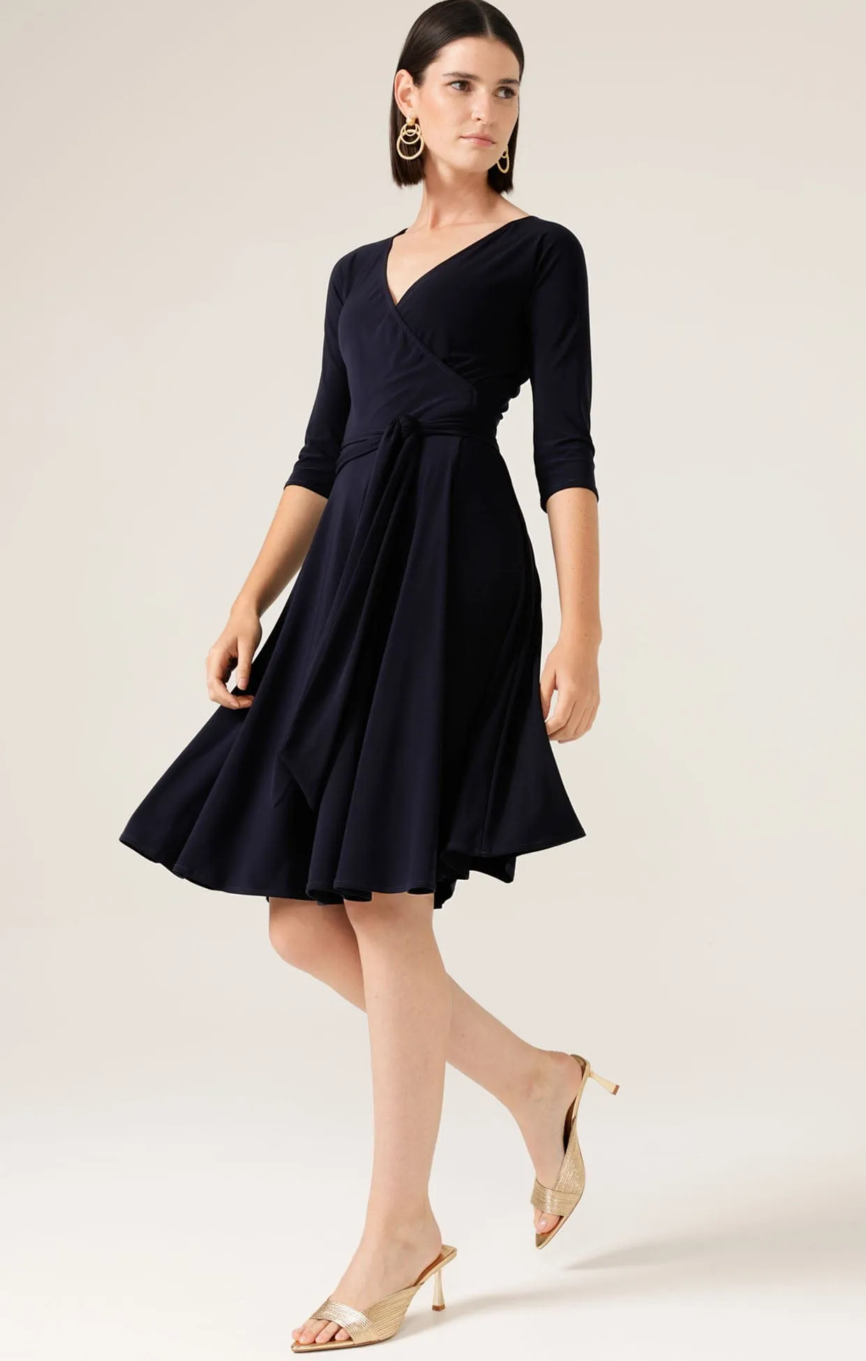 REVERSE WRAP DRESS IN NAVY