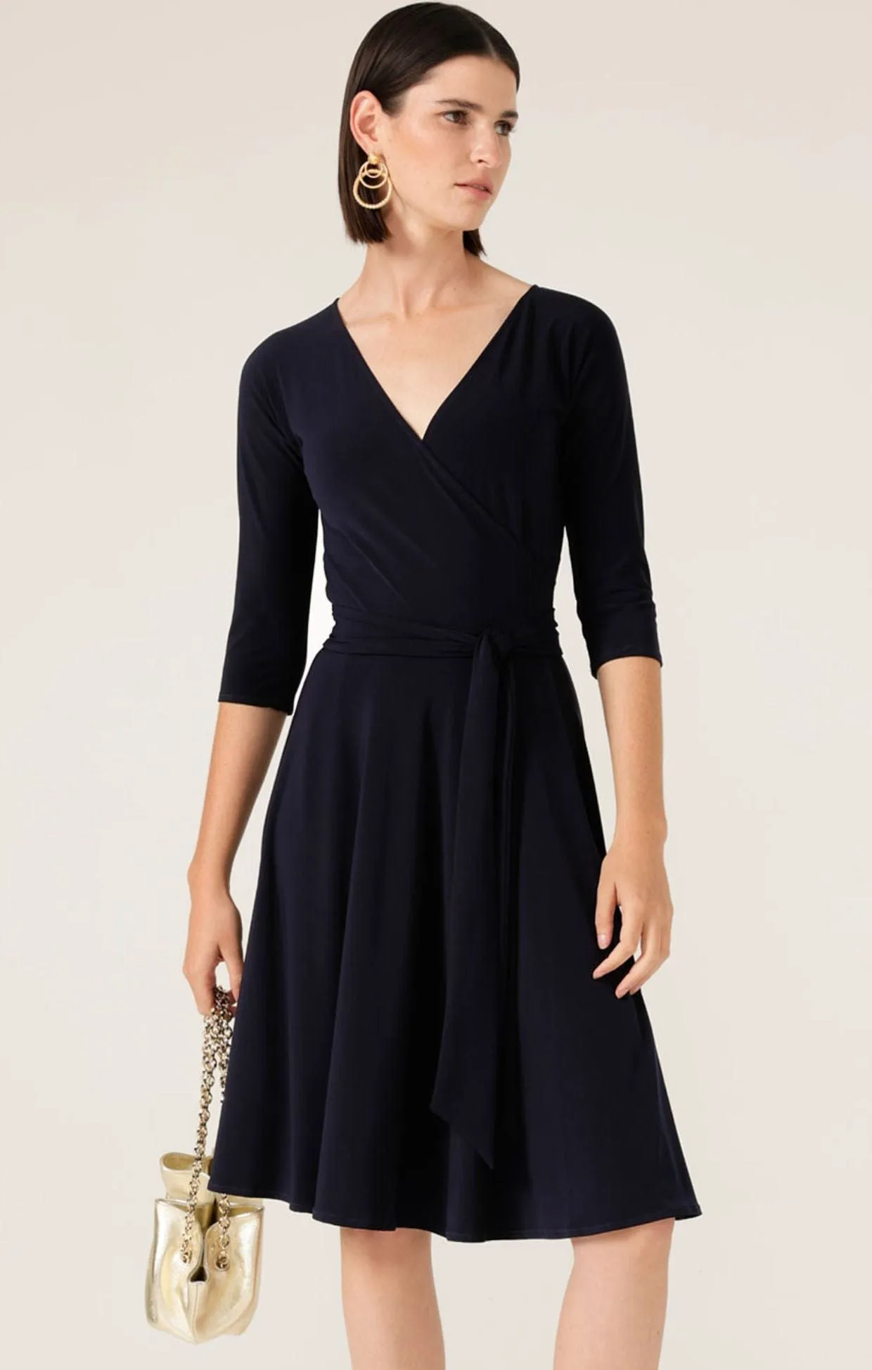 REVERSE WRAP DRESS IN NAVY