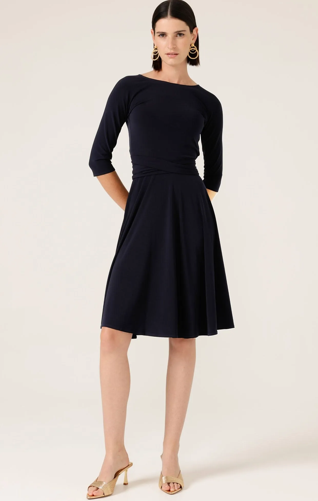 REVERSE WRAP DRESS IN NAVY