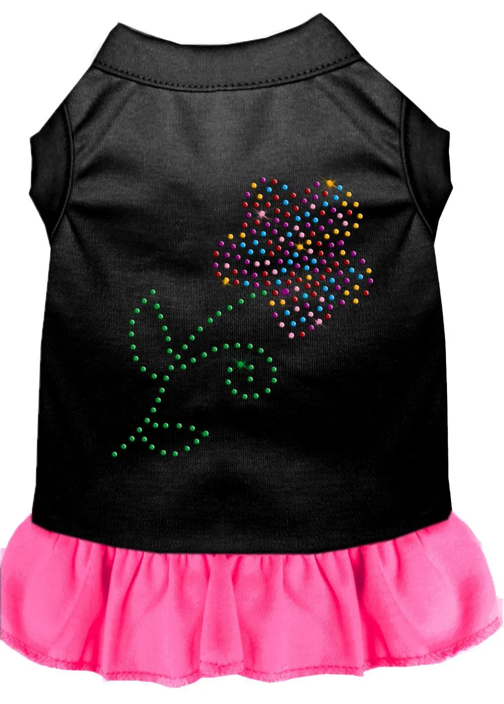 Rhinestone Multi Flower Dress Black With Bright Pink Lg (14)