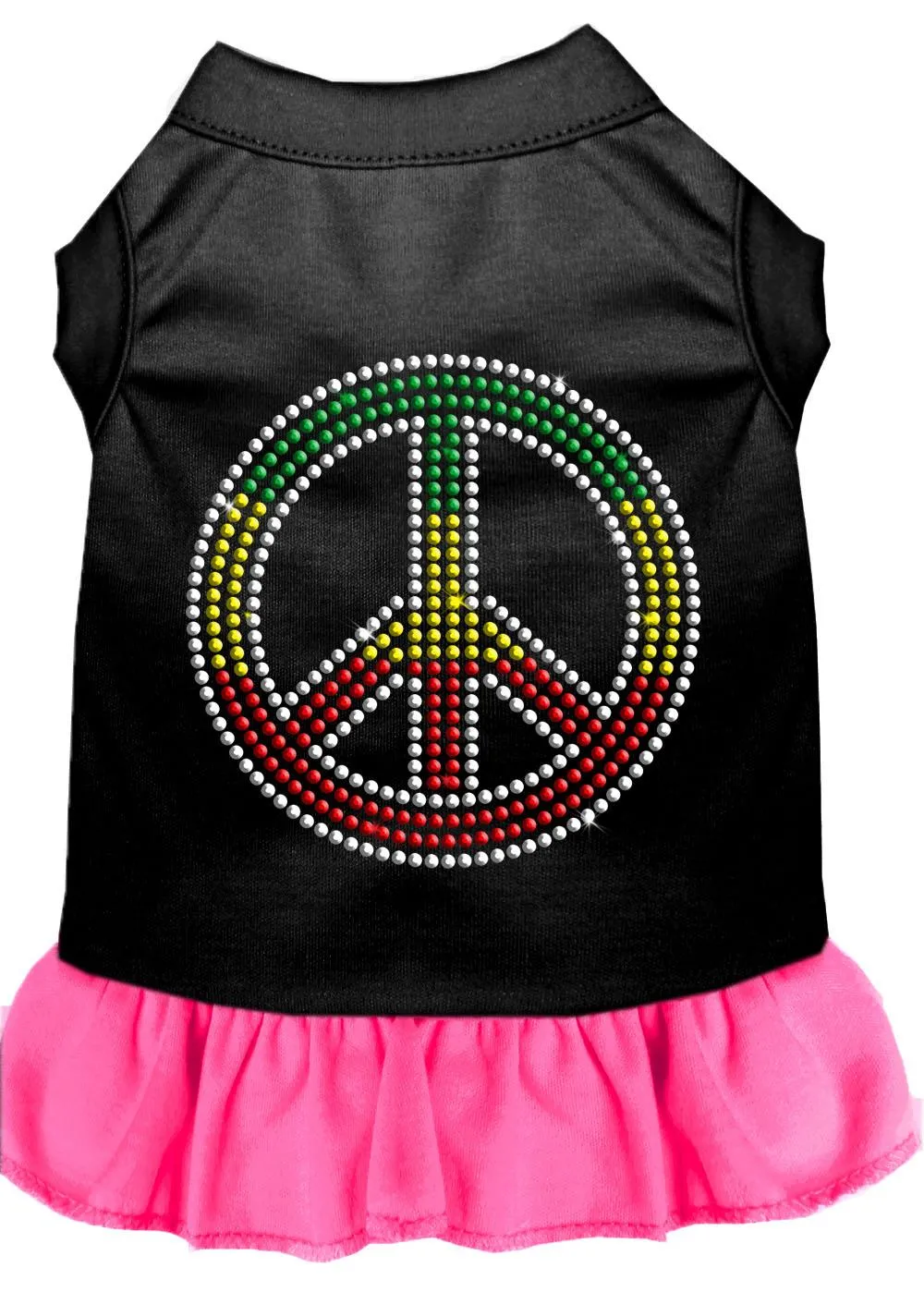 Rhinestone Rasta Peace Dress Black With Bright Pink Xxl (18)