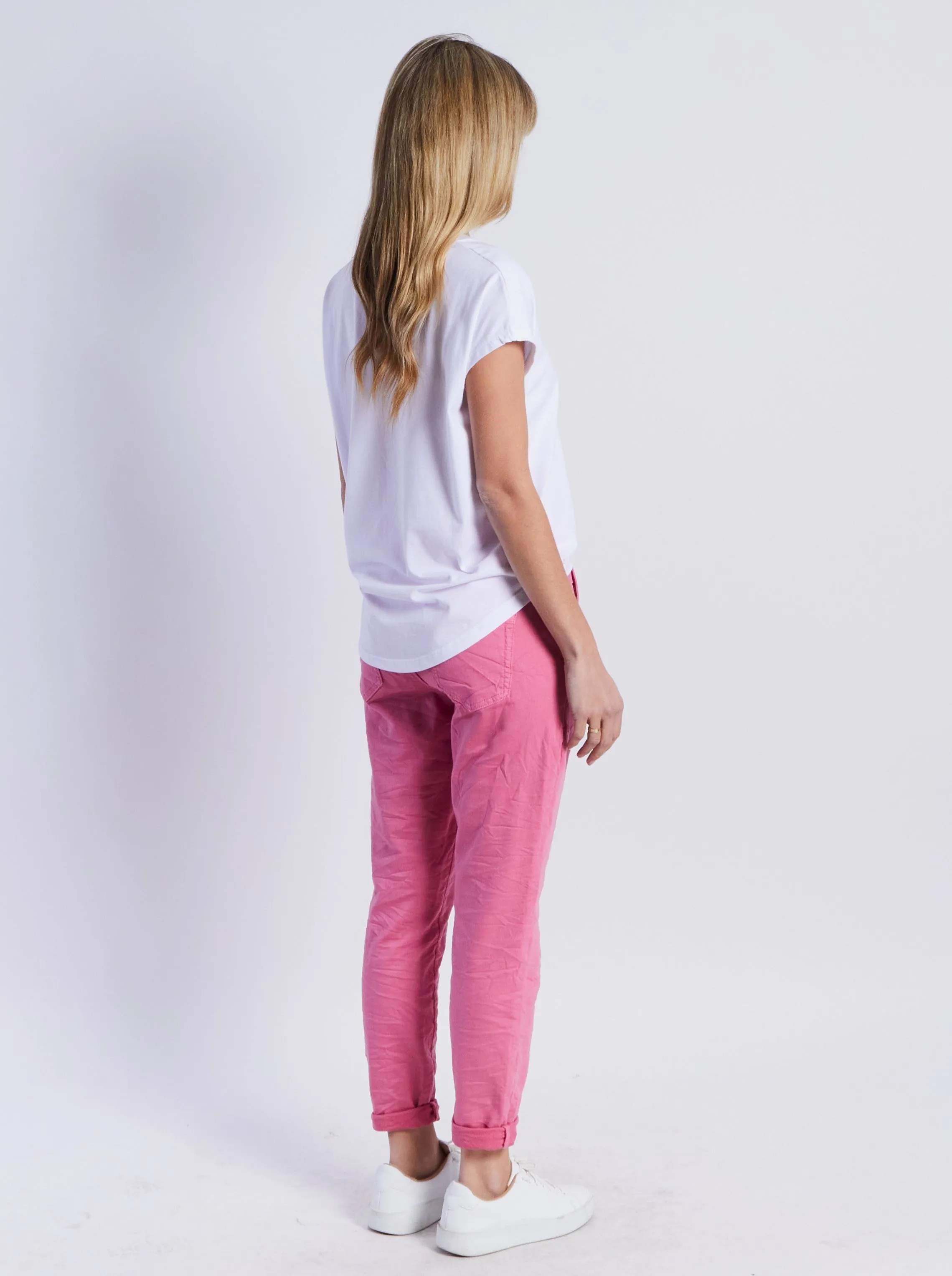 Riley Stretch Denim Joggers - Pink