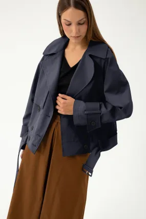 SHORT DARK NAVY TRENCH COAT