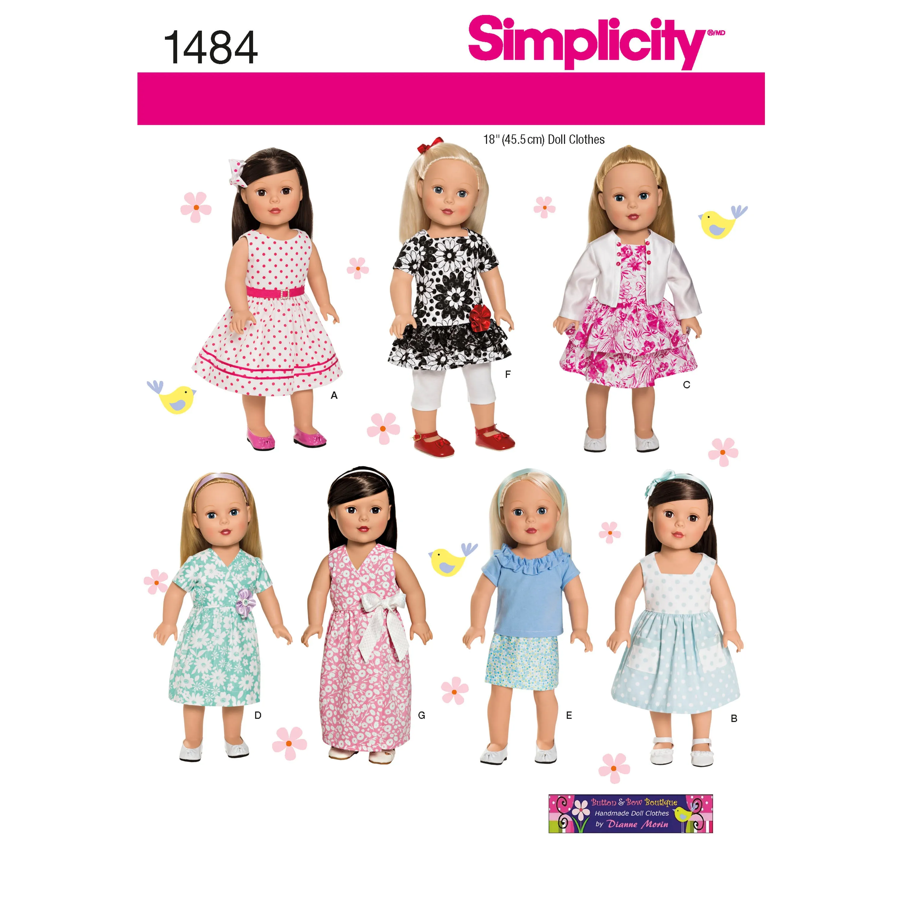 Simplicity Pattern 1484 OS 18" Doll Clothes