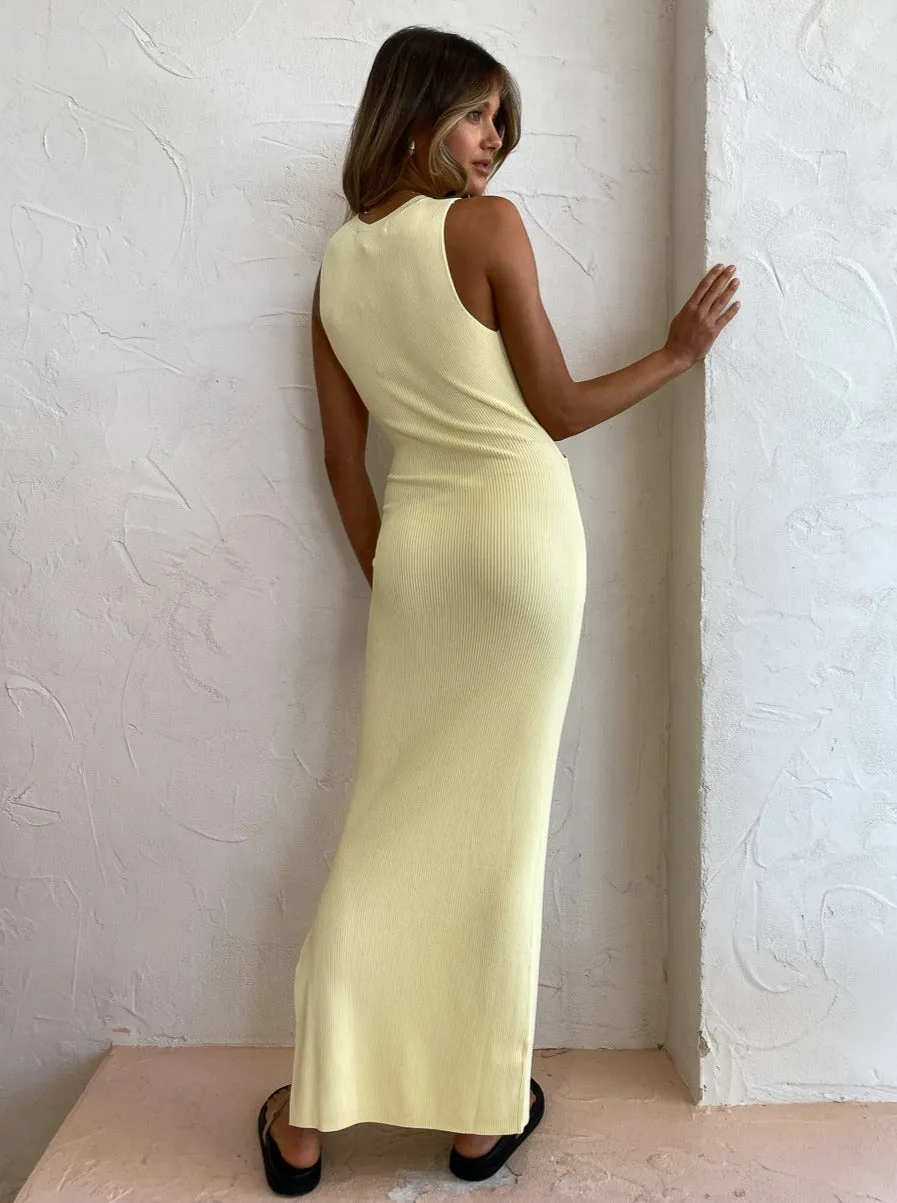 Sir Kelvin Draped Dress in Lemon