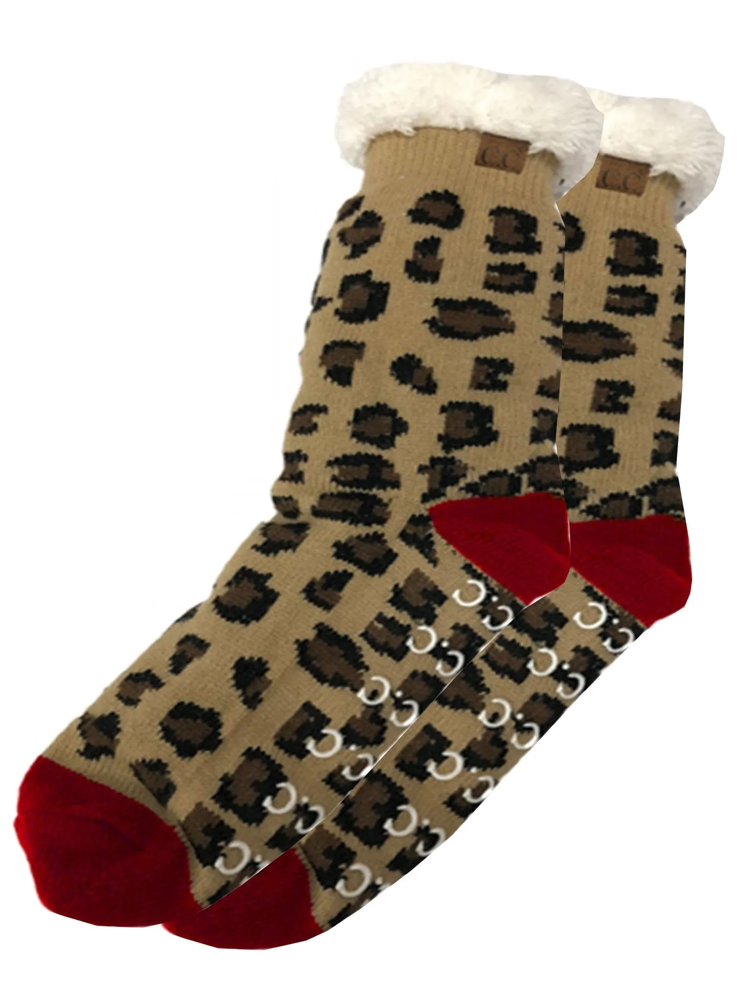 SL-05 C.C Sherpa Socks Leopard Red