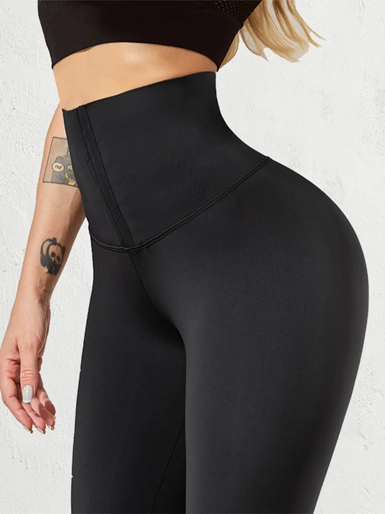 Sleek Black High Waist Leggings for Fitness with Push-Up Design