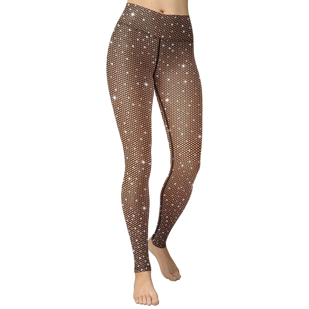 Sparkle Fishnet Print Yoga Leggings