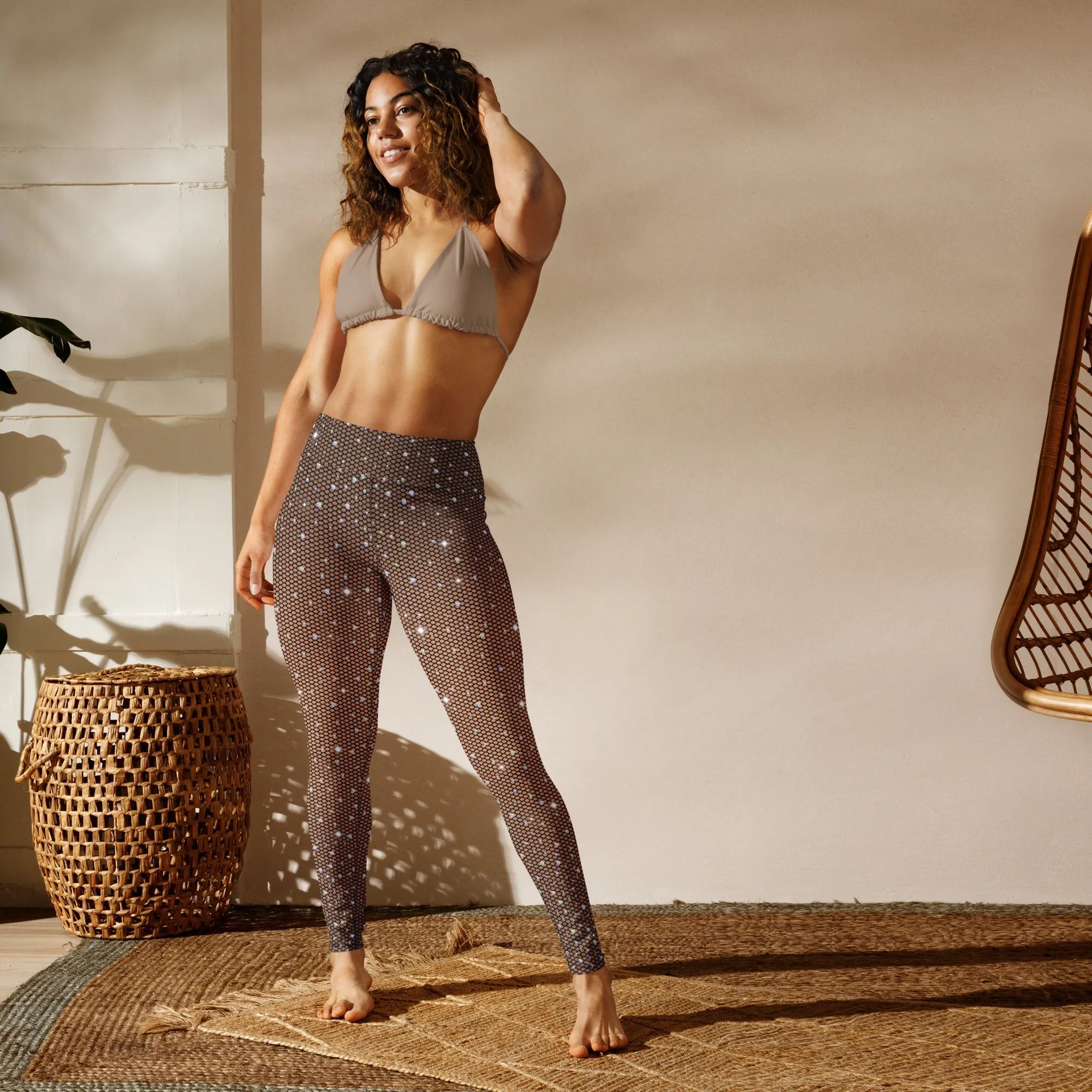 Sparkle Fishnet Print Yoga Leggings