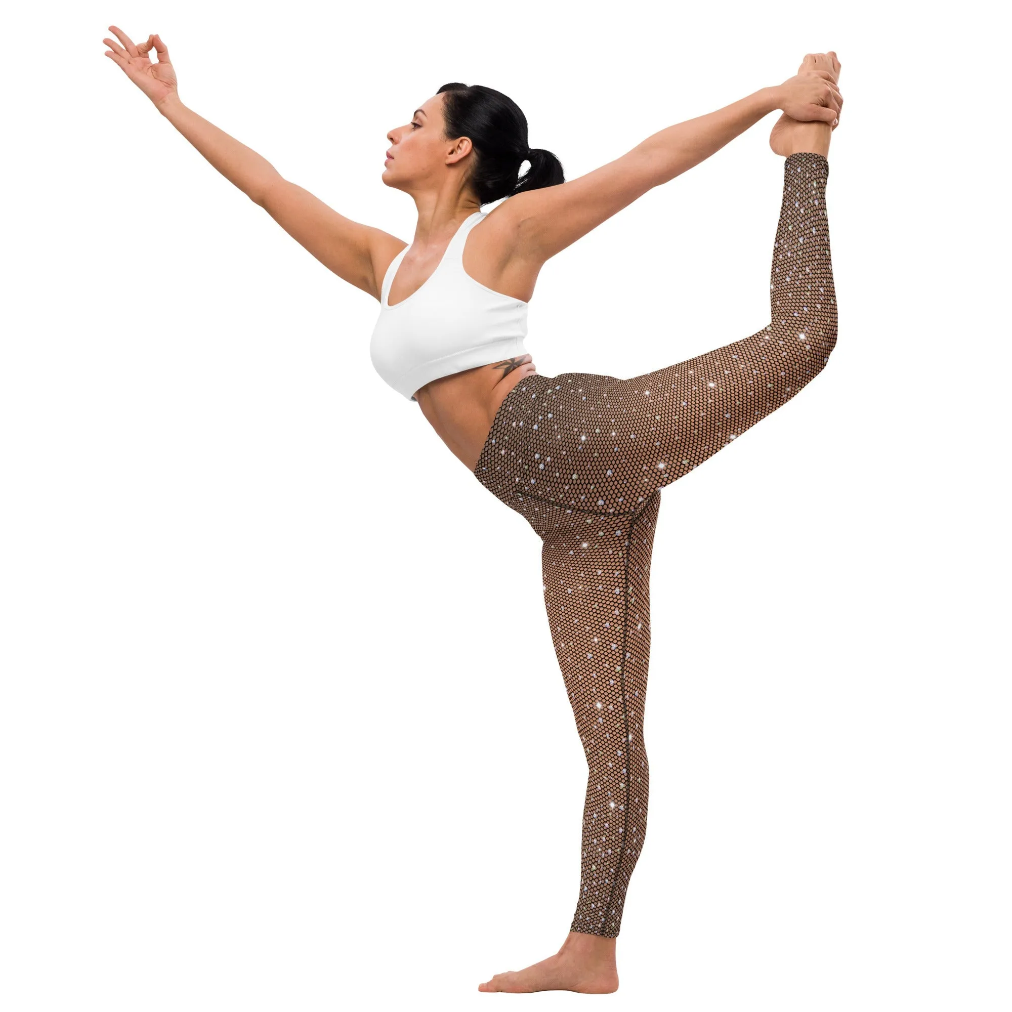 Sparkle Fishnet Print Yoga Leggings