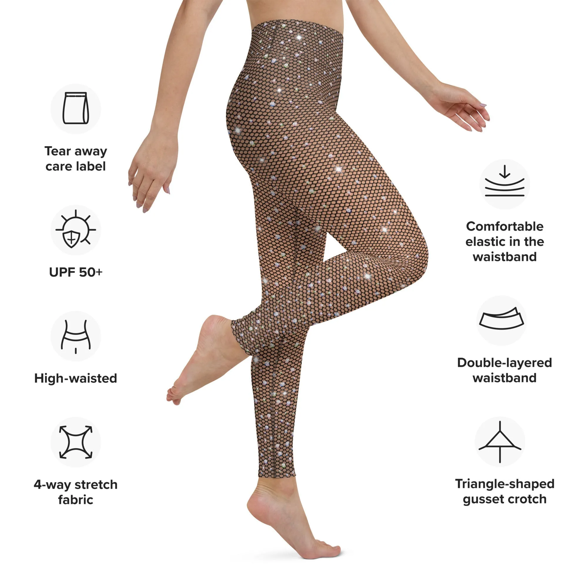 Sparkle Fishnet Print Yoga Leggings