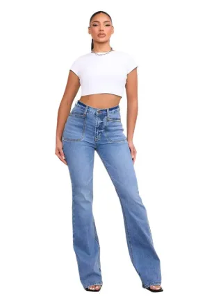 Square Pocket Bootcut Jeans