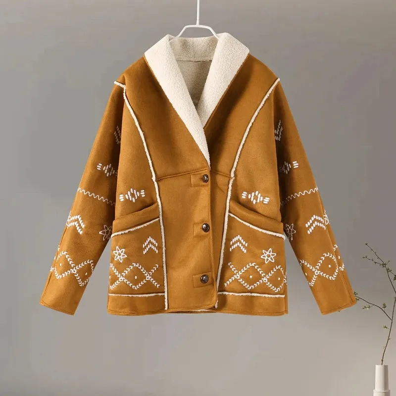 Stylish Sherpa-Lined Artisan Coat