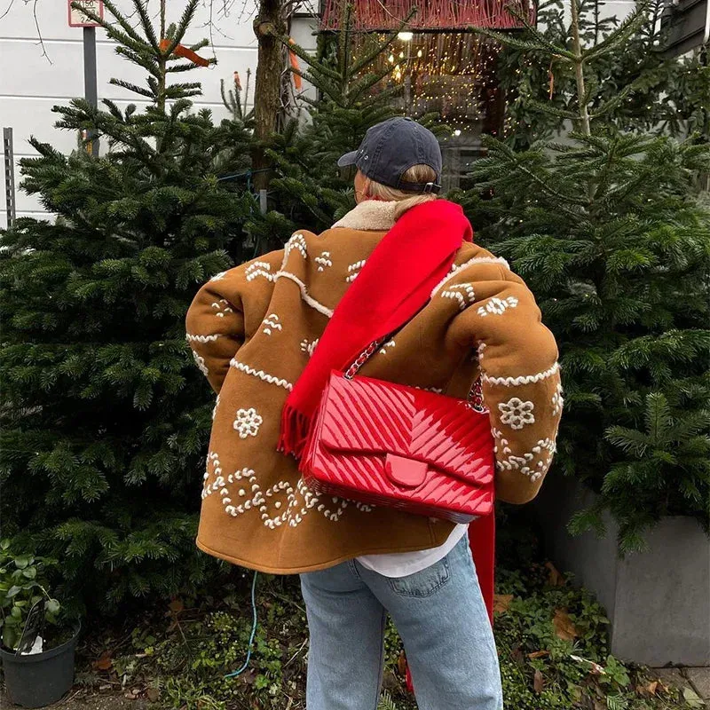 Stylish Sherpa-Lined Artisan Coat