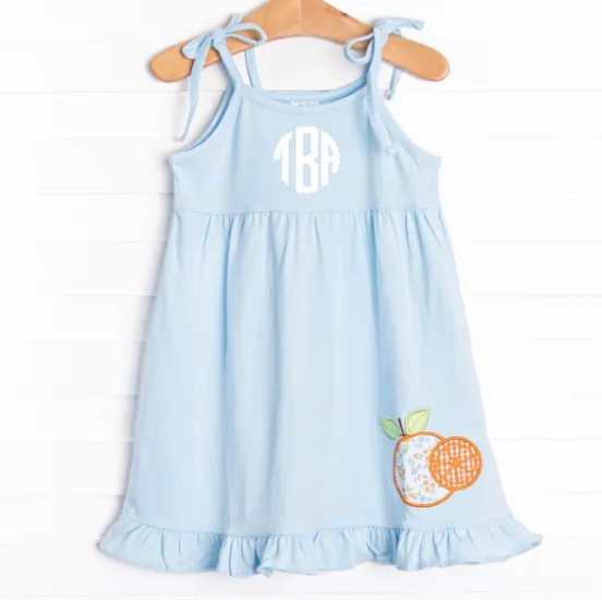 Tangerines in Tulum Applique Dress, Blue