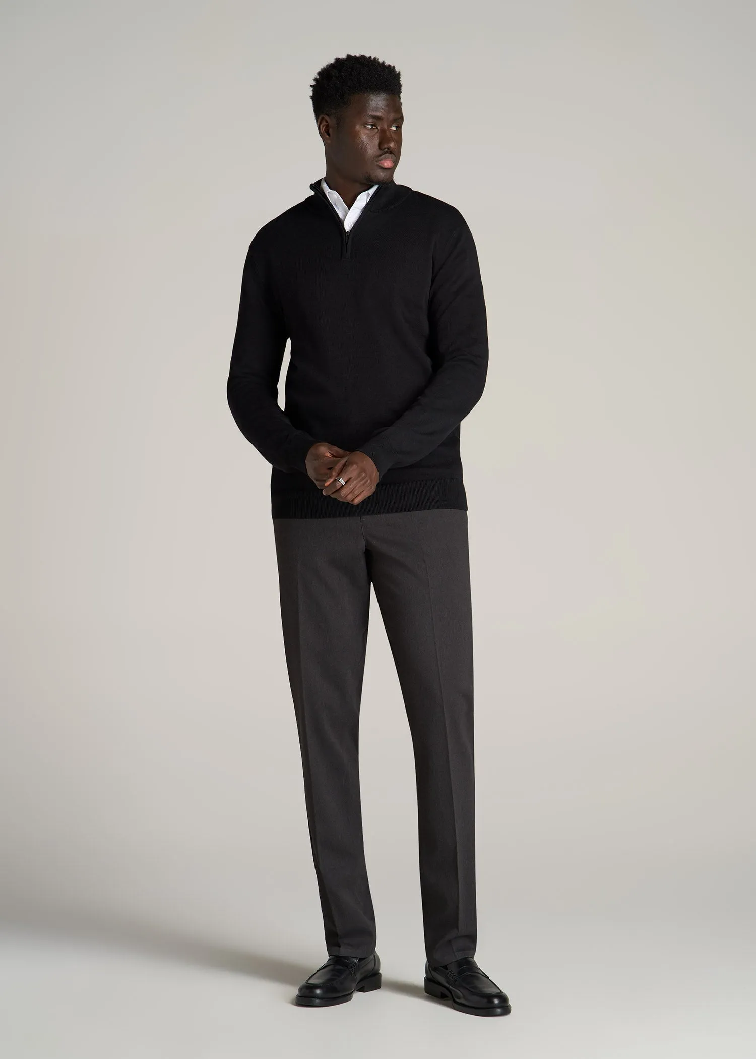 TAPERED-FIT Stretch Dress Pants for Tall Men in Charcoal Heather