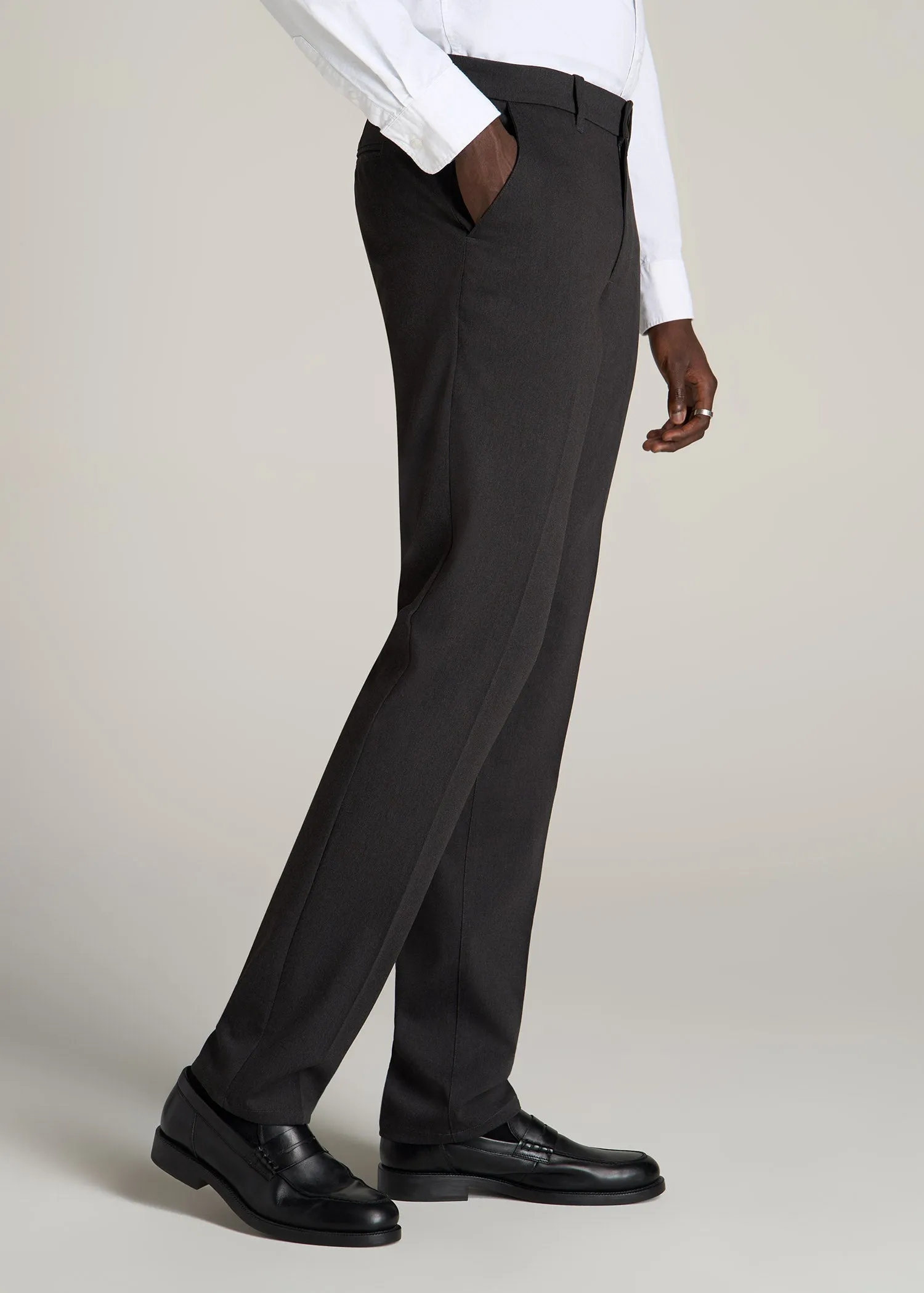 TAPERED-FIT Stretch Dress Pants for Tall Men in Charcoal Heather