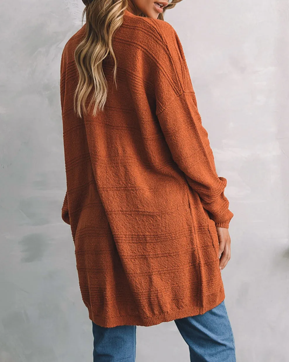 Textured Knit Pocketed Cardigan