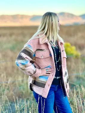 The Aspen Fall Pink Aztec Sherpa Jacket