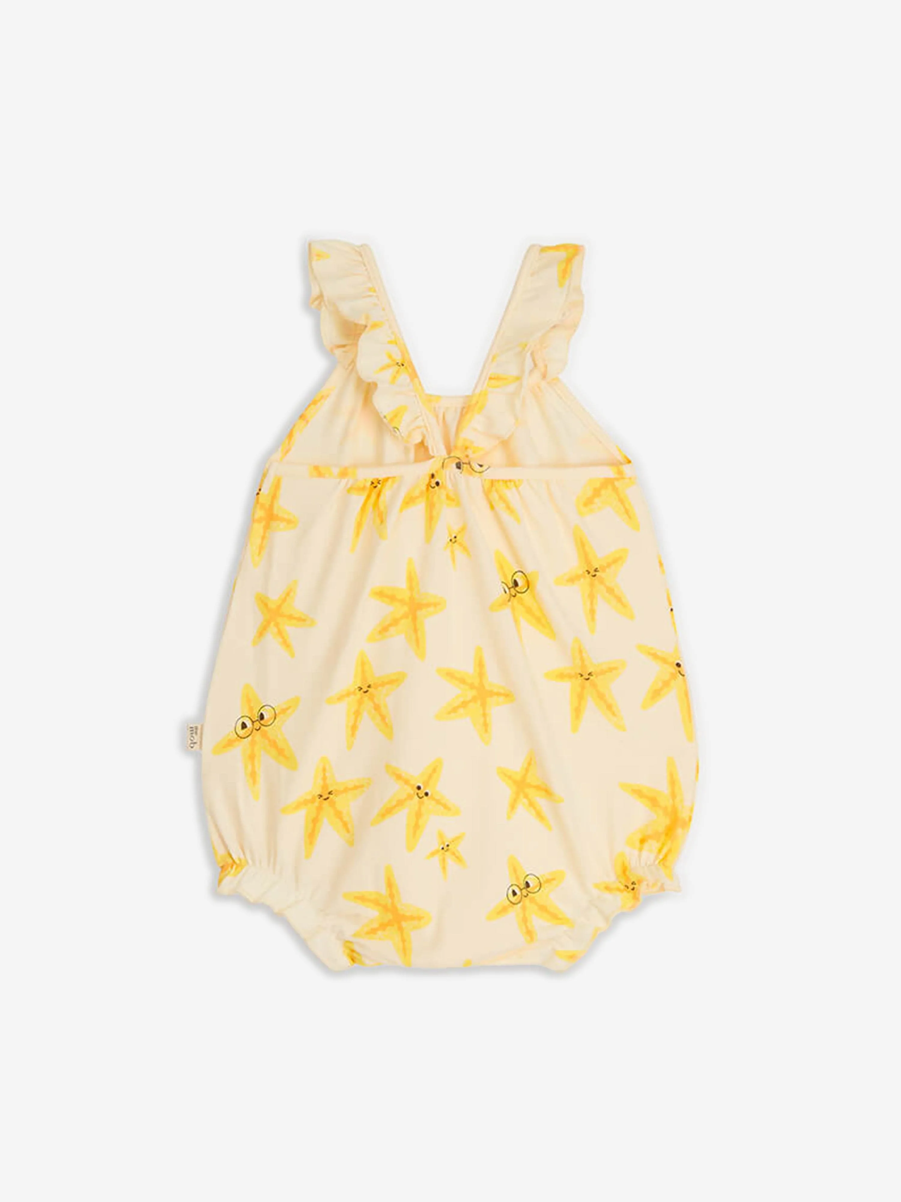 The Bonnie Mob Baby Girls Clarion Starfish Bubble Romper in Ivory