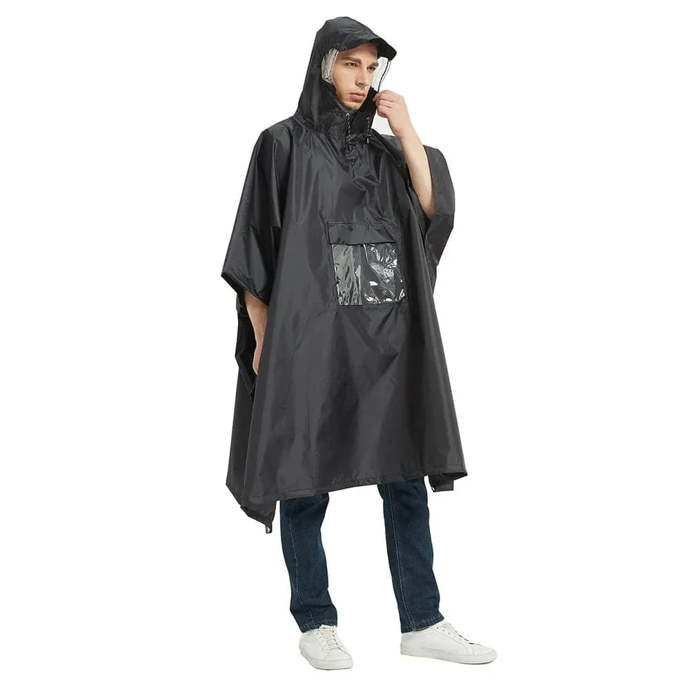 TOMSHOO Multifunctional Lightweight Waterproof Hooded Rain Poncho Raincoat for Men Women Outdoor Cycling Mat Canopy Shelter