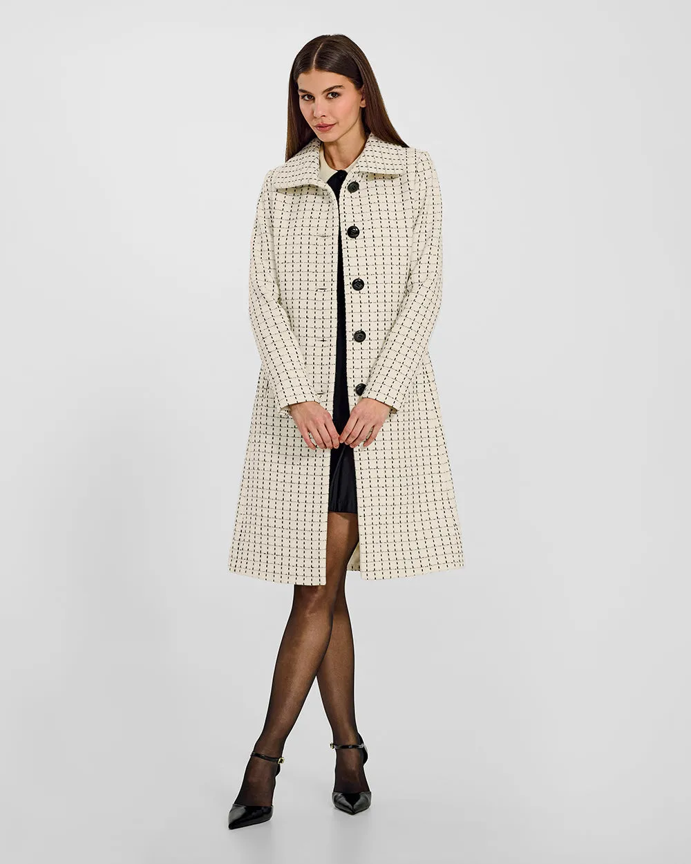 Tweed Baby Alpaca Empire Waist A-line Coat