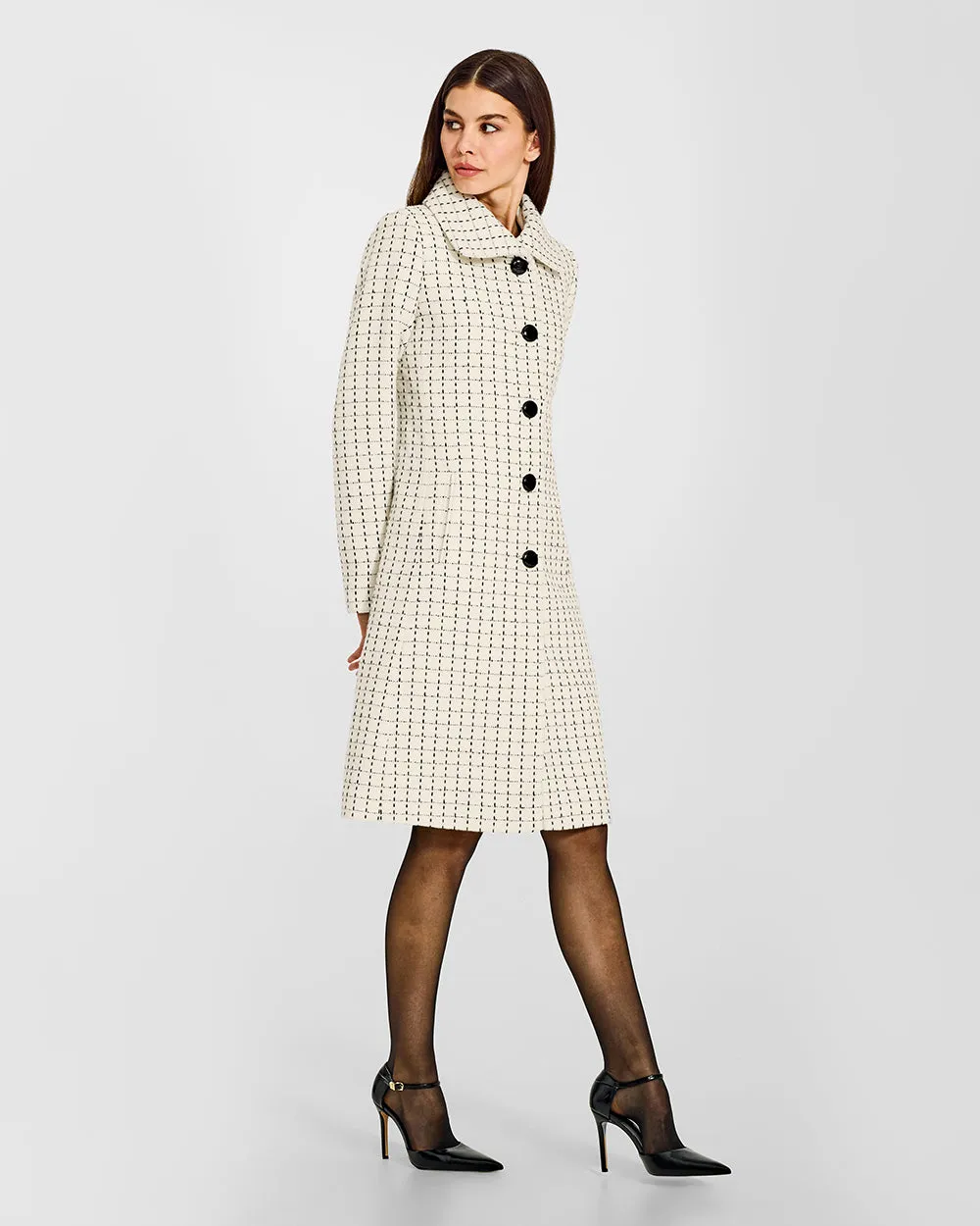 Tweed Baby Alpaca Empire Waist A-line Coat