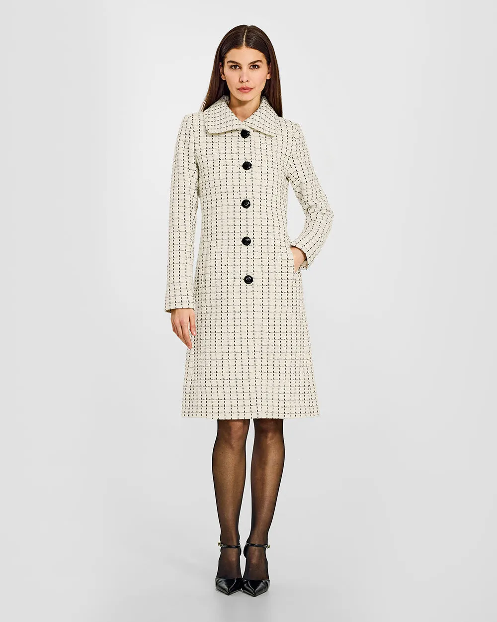 Tweed Baby Alpaca Empire Waist A-line Coat