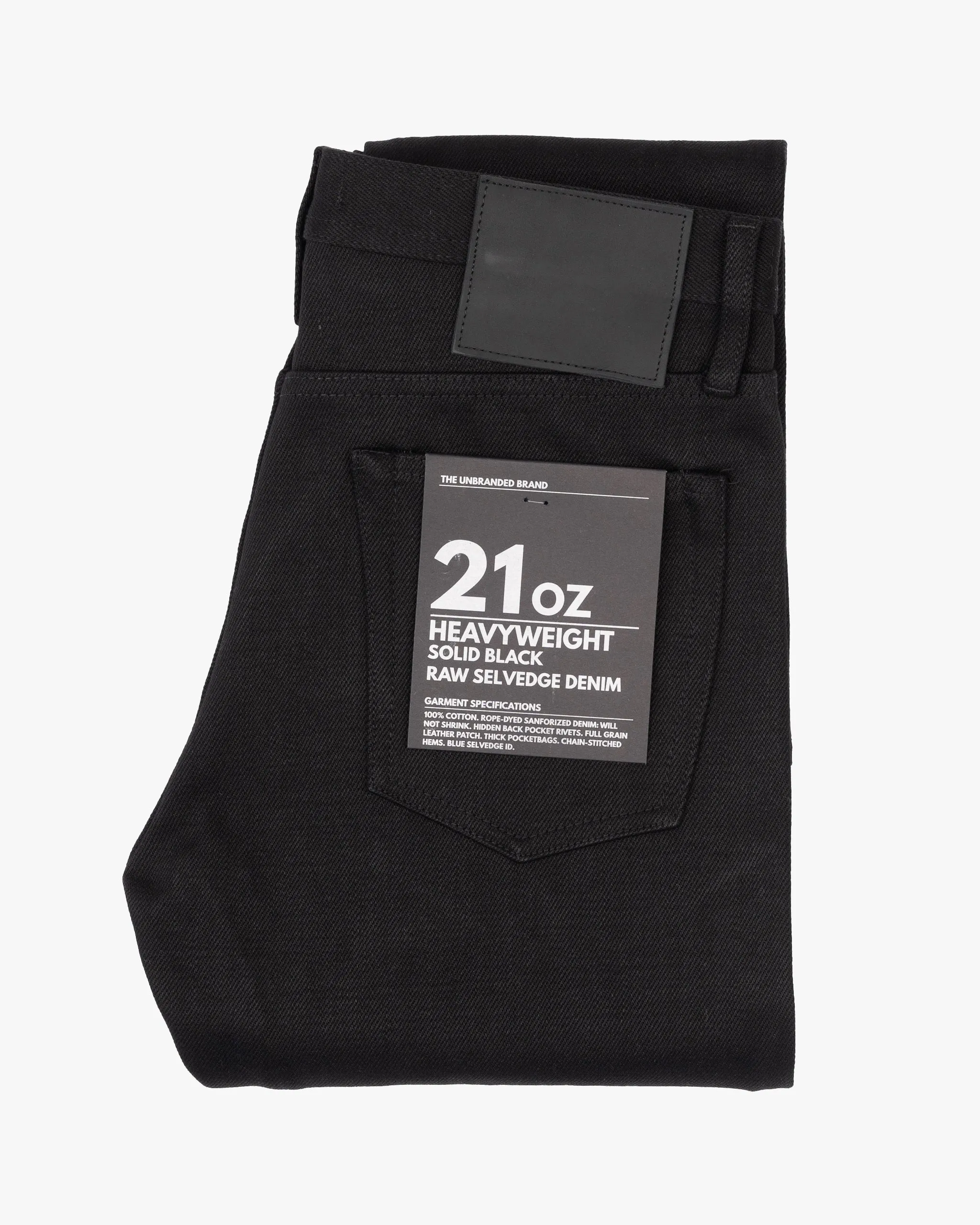 Unbranded UB242 Tapered Fit Mens Jeans - 21oz Black Selvedge