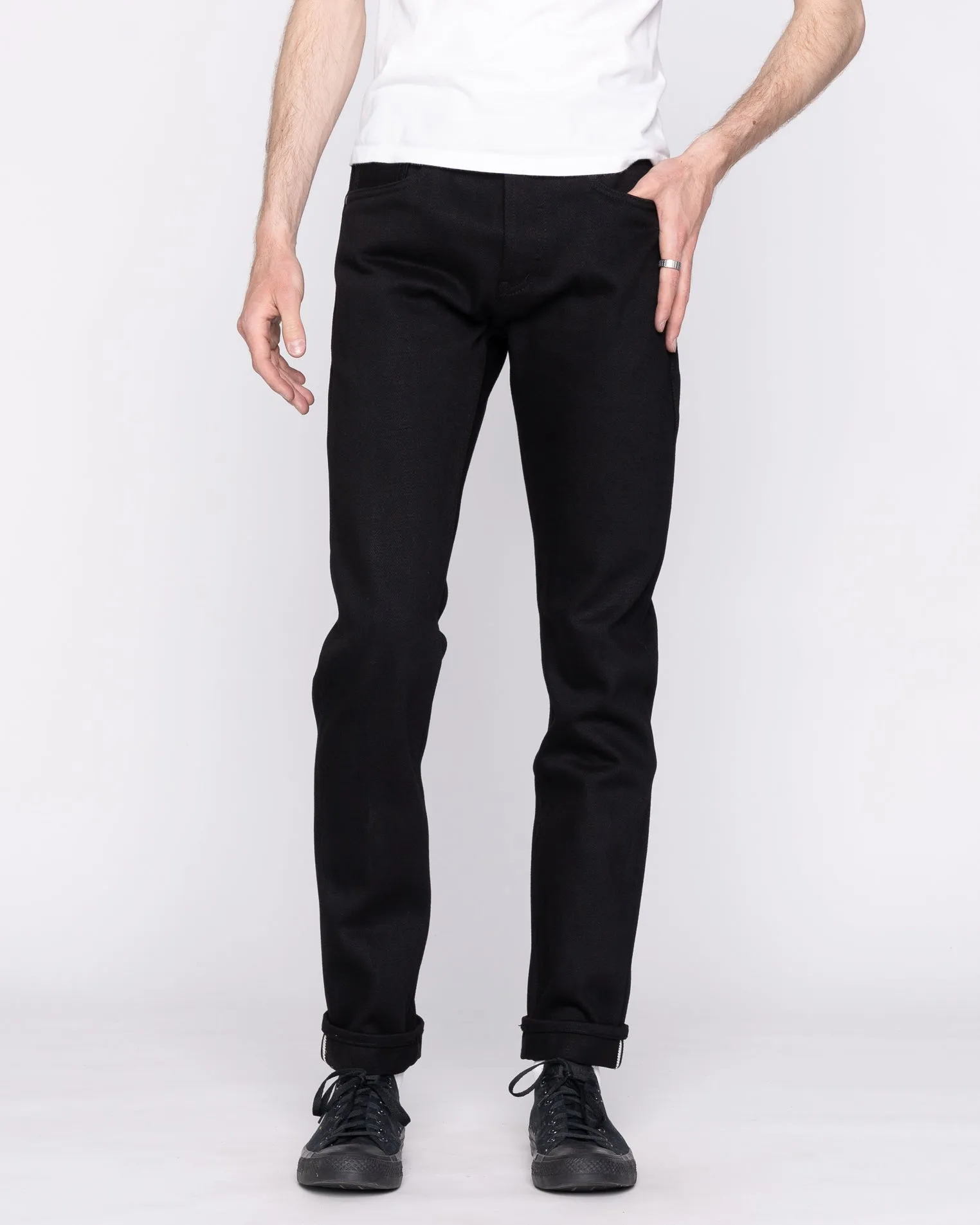 Unbranded UB242 Tapered Fit Mens Jeans - 21oz Black Selvedge