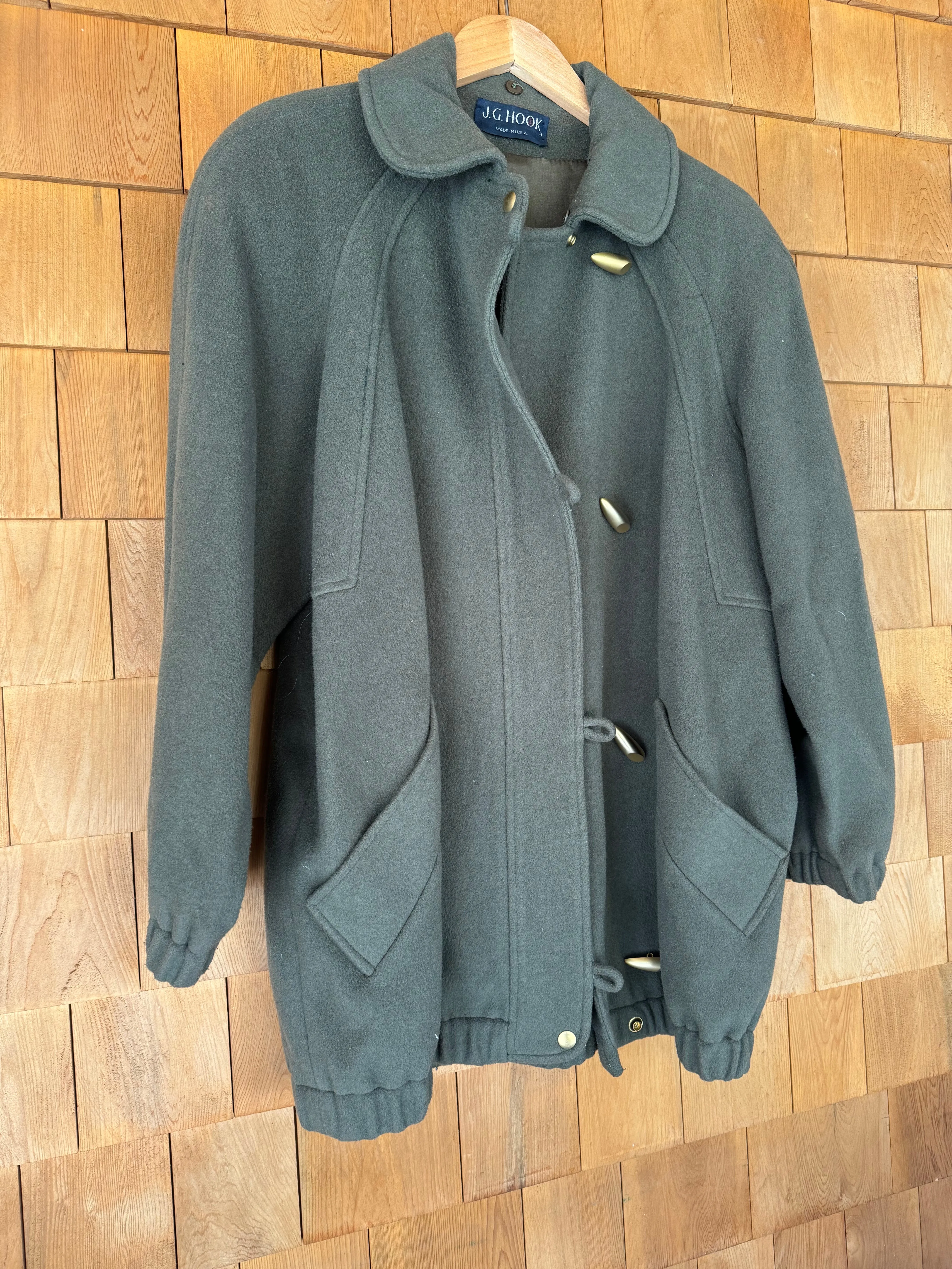 Vintage Army Green Wool Coat - Woman's