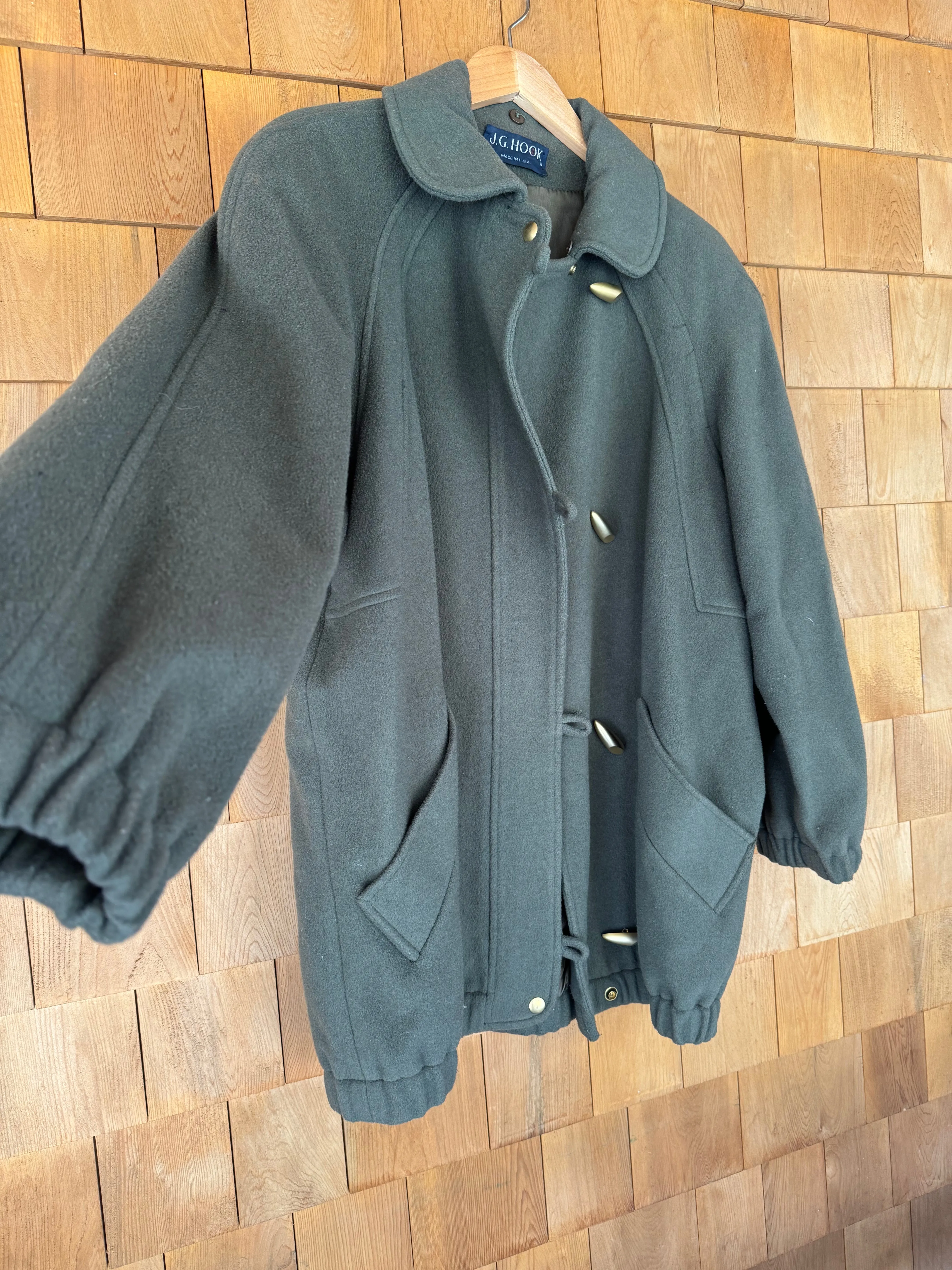 Vintage Army Green Wool Coat - Woman's