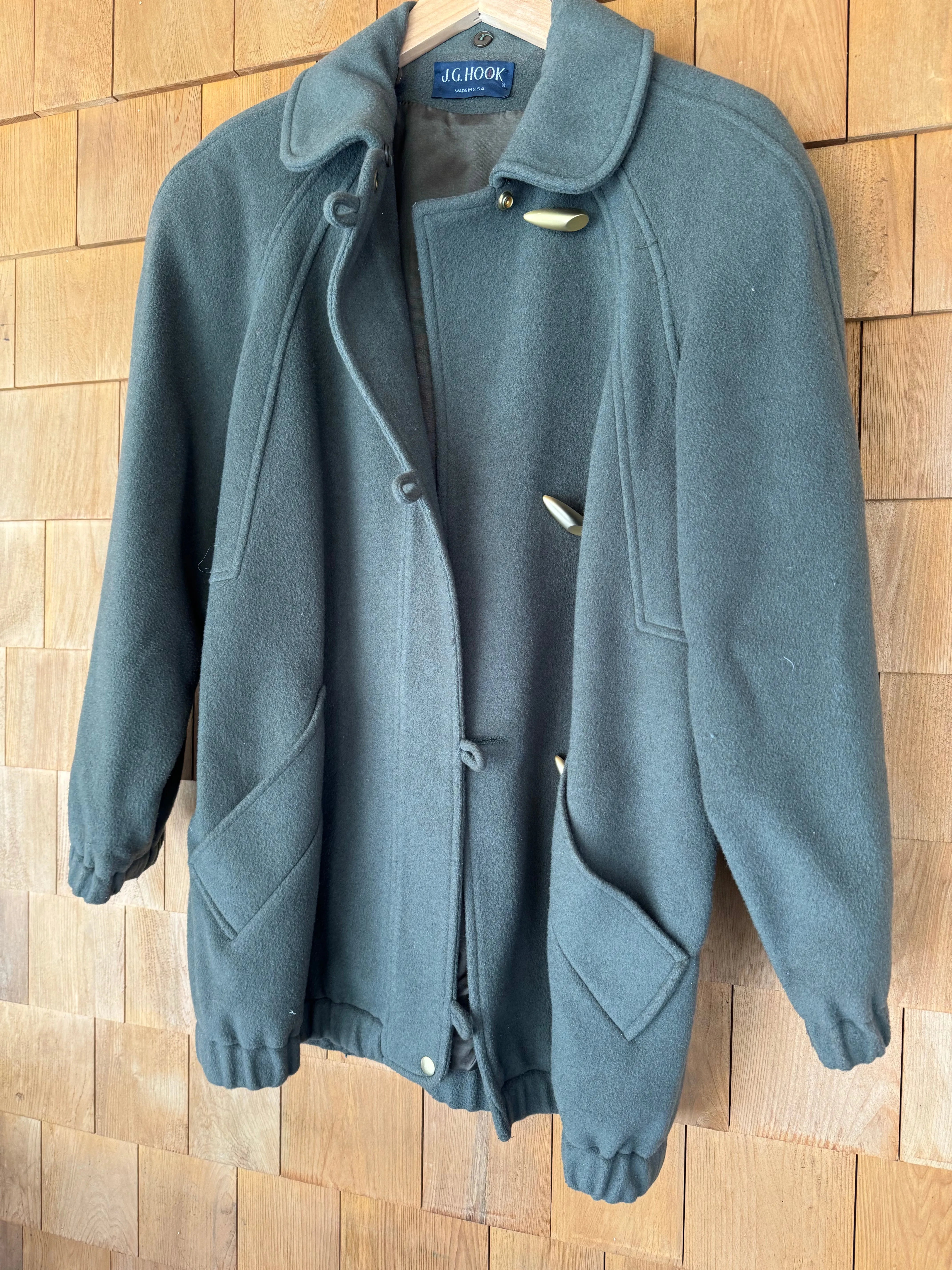 Vintage Army Green Wool Coat - Woman's