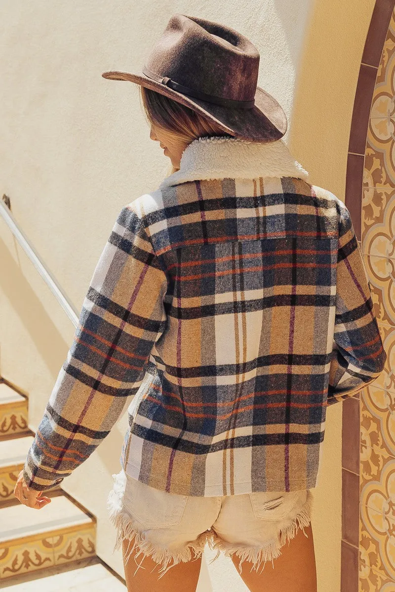 Vintage Plaid Sherpa Jacket