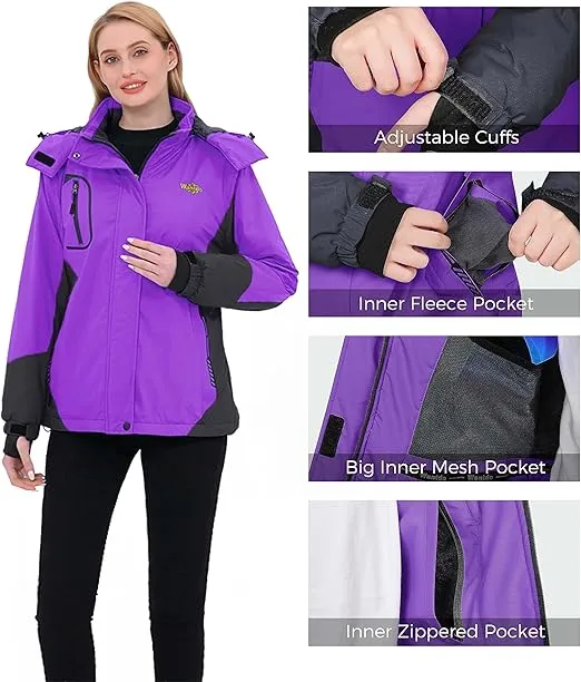 Wantdo Women's Mountain Waterproof Ski Jacket | Windproof Rain Winter Coat