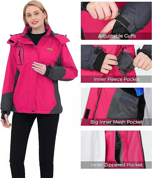 Wantdo Women's Mountain Waterproof Ski Jacket | Windproof Rain Winter Coat