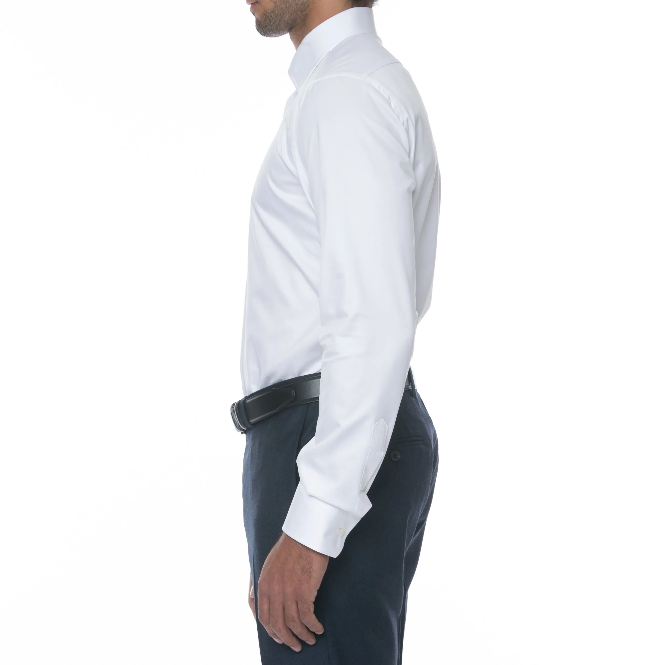 White K3 Continental Collar Dress Cotton Shirt