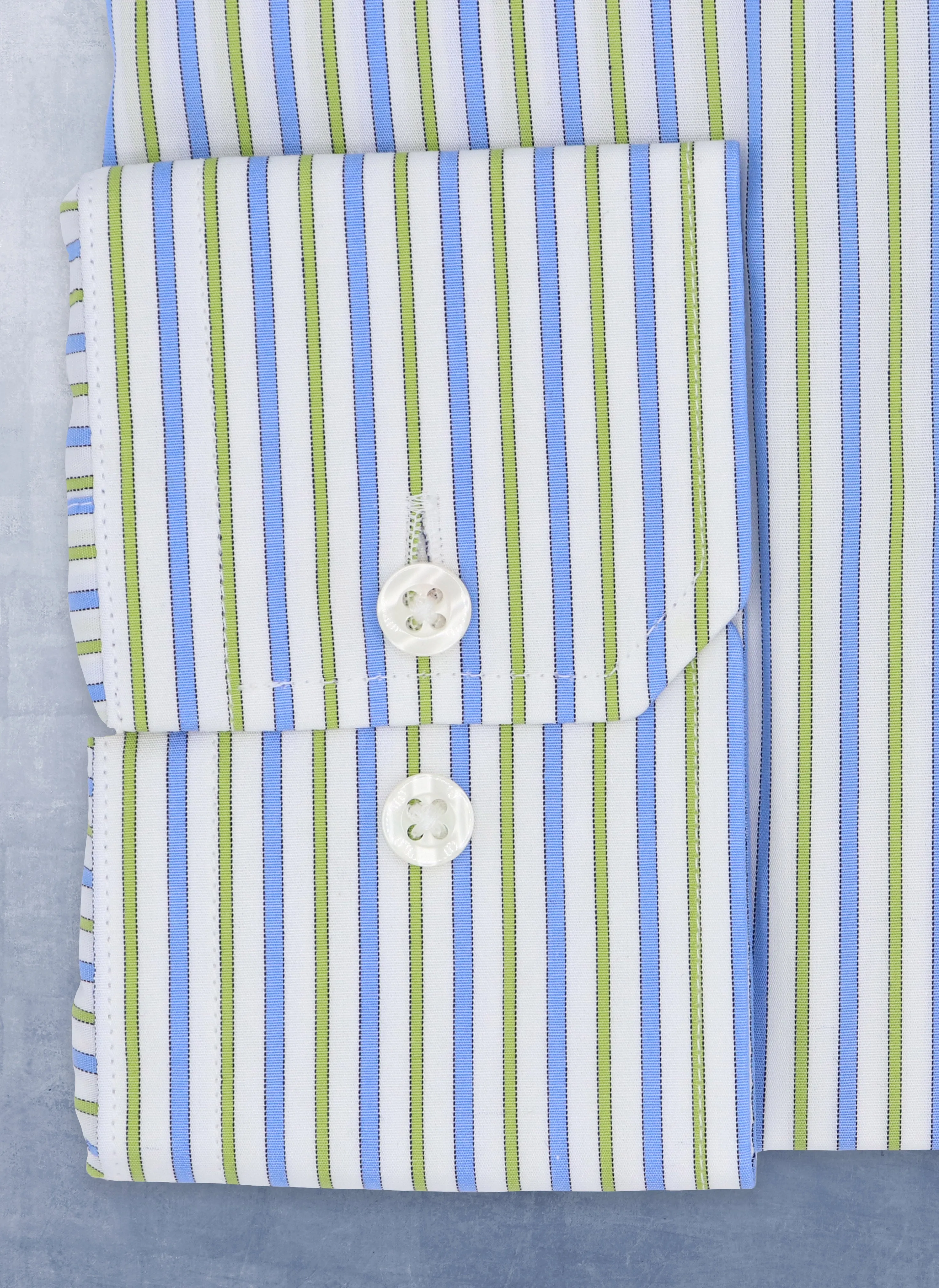 William Fullest Fit Shirt in Blue and Green Stripes