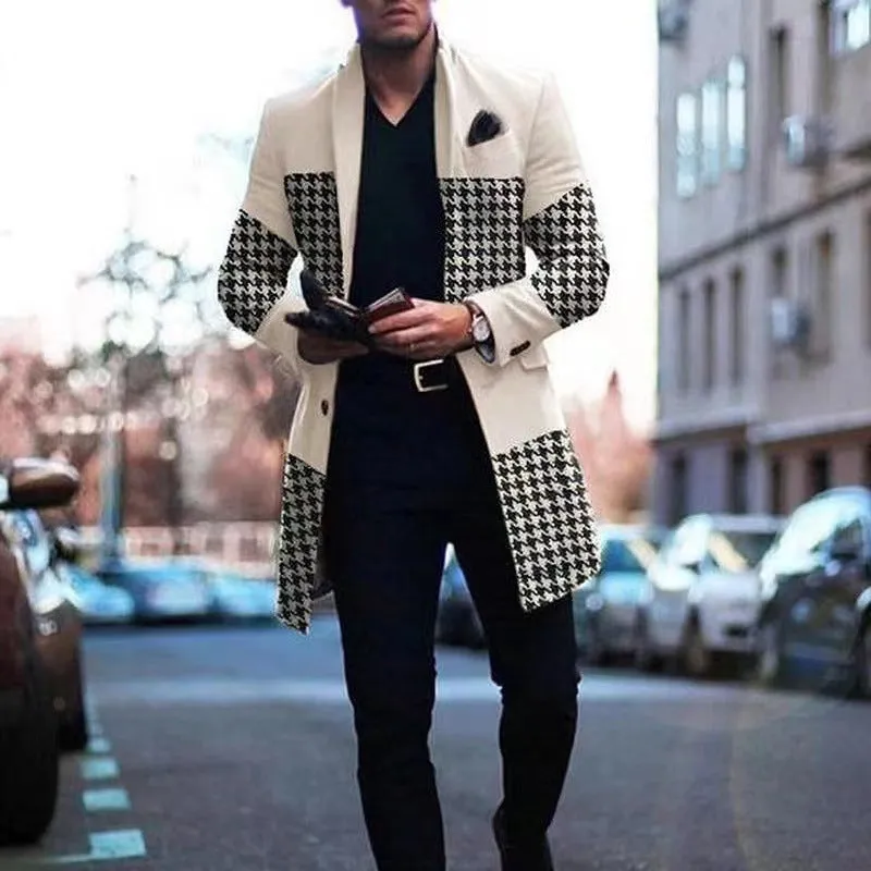 Winter Houndstooth Trench Coat