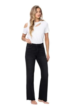 Womens Black High Rise Dad Jeans